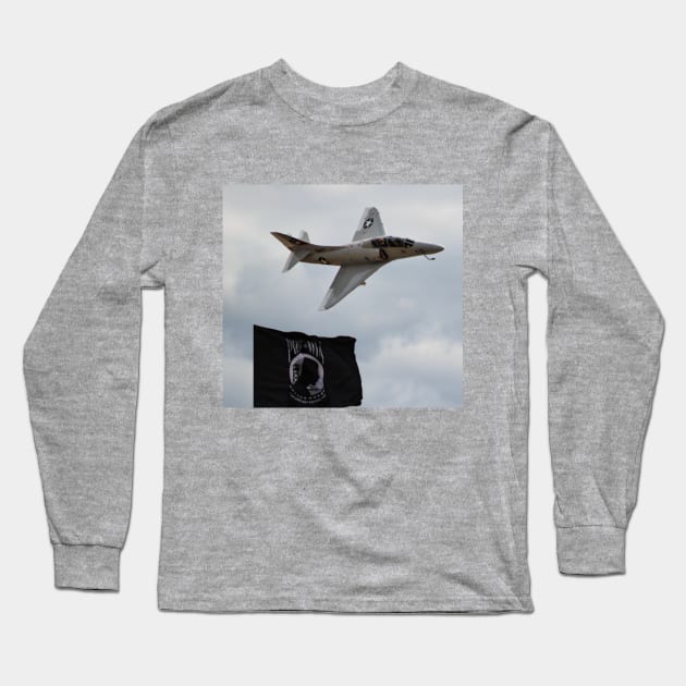 A-4 Skyhawk and POW/MIA Flag Long Sleeve T-Shirt by acefox1